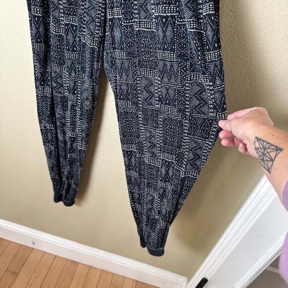H&M Basic Line Boho Print Navy SOft Knit Joggers Size Large - Picture 5 of 9